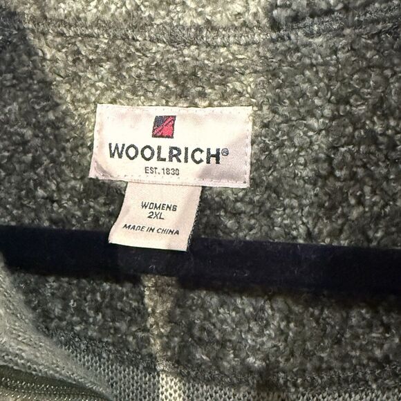 WOOLRICH Vintage Women Sz 2x Jacket Forest Green Sherpa Fleece Teddy - Picture 3 of 6